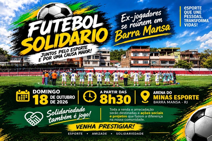 Esporte e empatia entram em campo: Barra Mansa sedia ‘Futebol Solidário’ neste domingo
